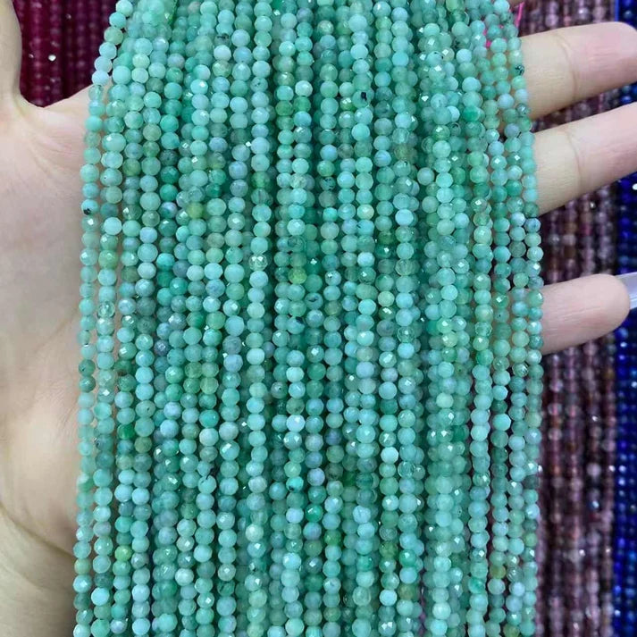 Emerald Tiny Faceted Round Beads 2mm 3mm 4mm