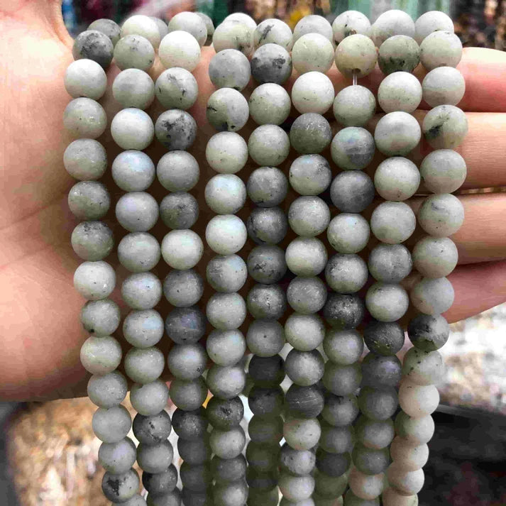 Matted Round Labradorite Beads