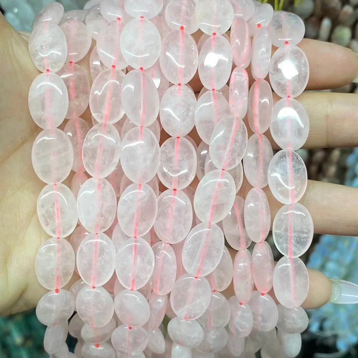 Oval Shape Rose Quartz Beads