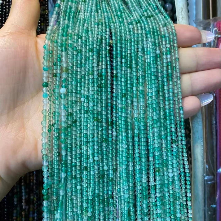 Green Flower Agate Tiny Smooth Round Beads 2mm 3mm 4mm
