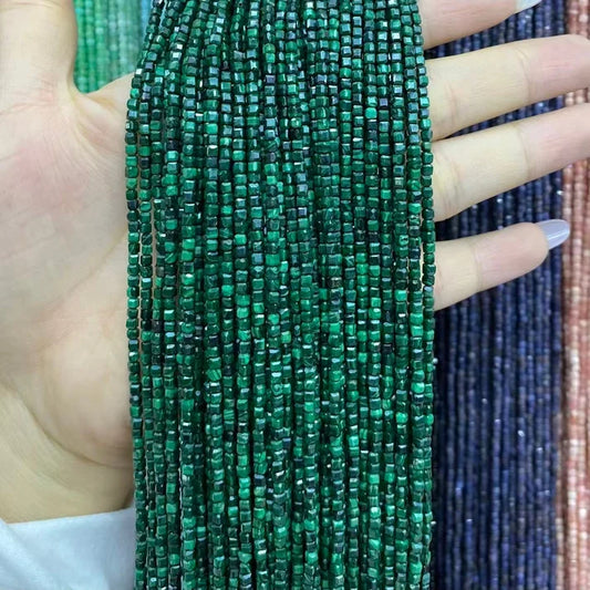 Cube Shape Malachite Beads
