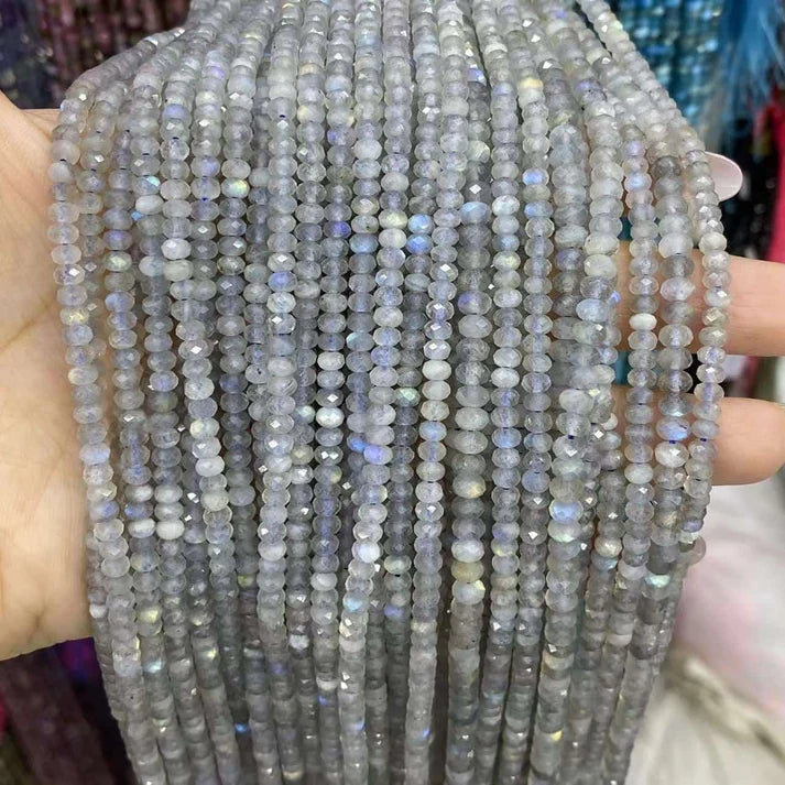 Faceted Rondelle Labradorite Beads