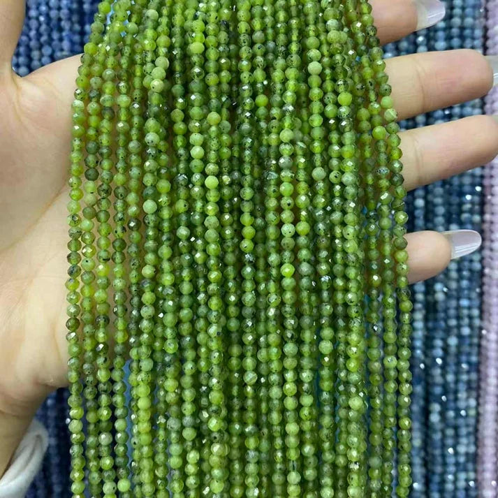Green Jade Tiny Faceted Round Beads 2mm 3mm 4mm
