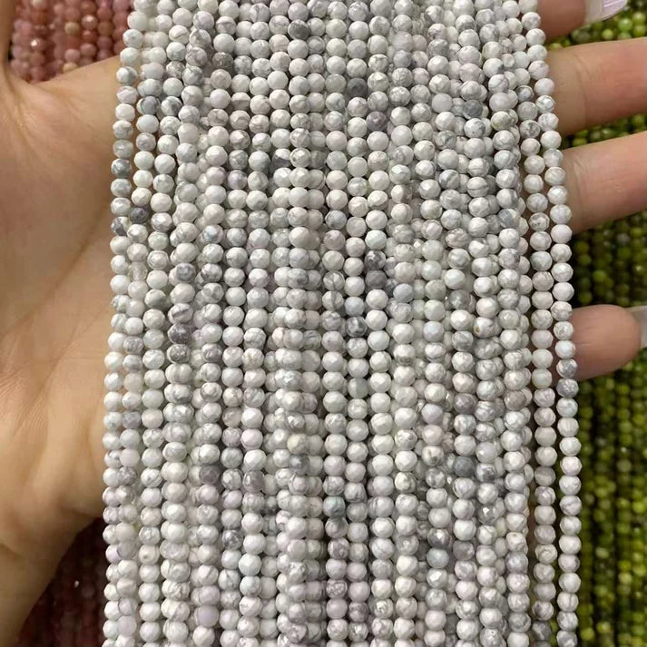 Howlite Tiny Faceted Round Beads 2mm 3mm 4mm