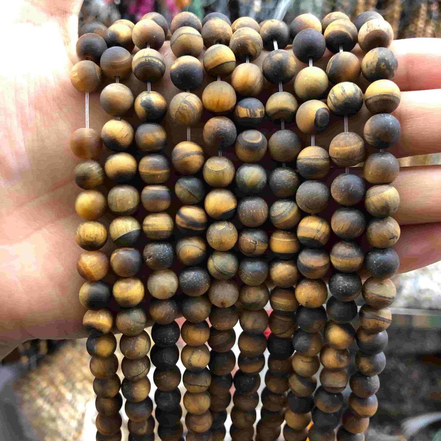 Round Matte Tigers Eye Beads