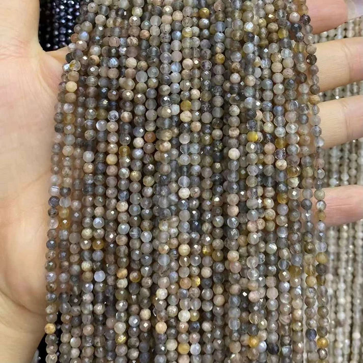 Mix Moonstone Tiny Faceted Round Beads 2mm 3mm 4mm