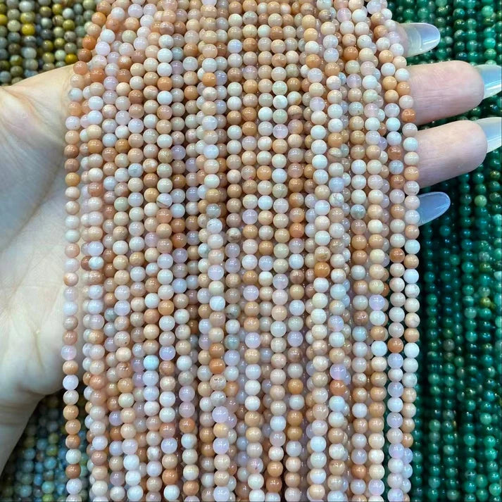 Peach Stone Tiny Smooth Round Beads 2mm 3mm 4mm