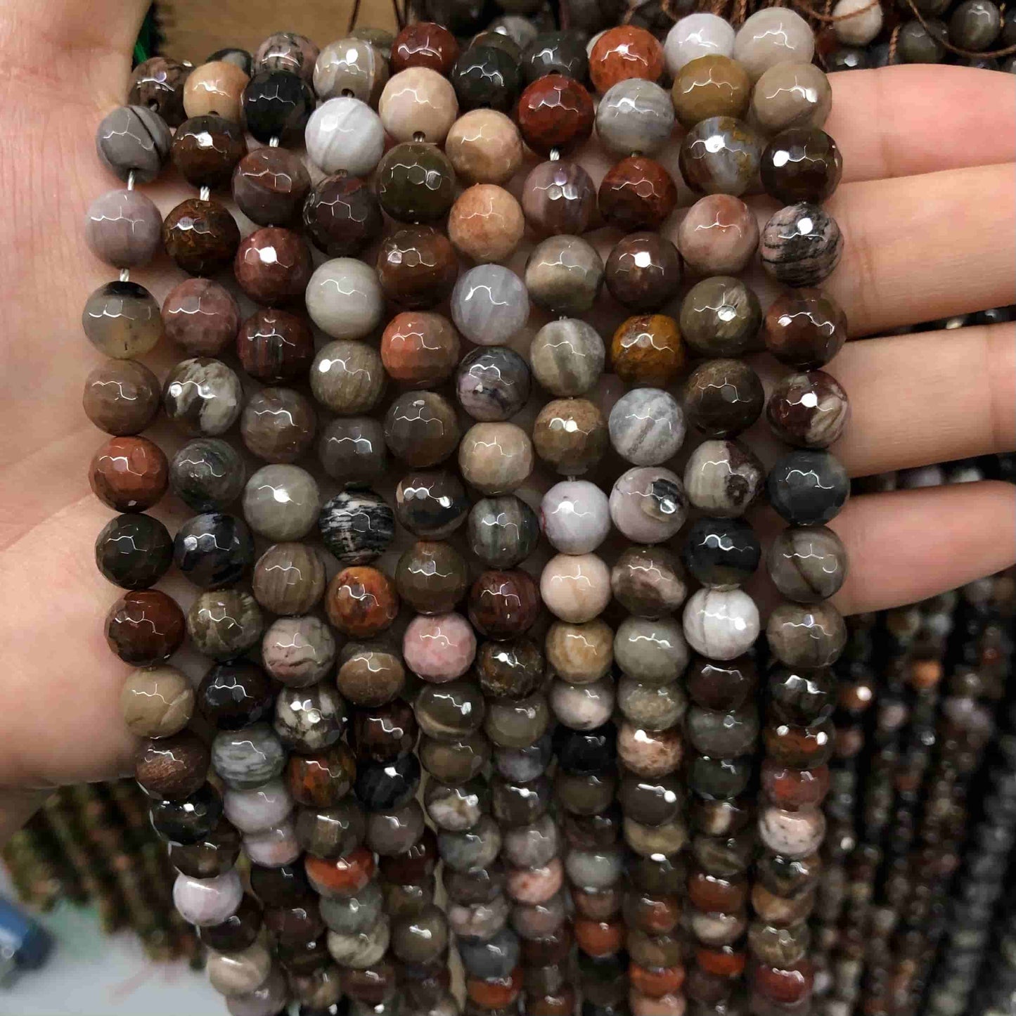 Round Faceted Beads Crystal/Quartz/Jasper/Agate 6mm 8mm 10mm