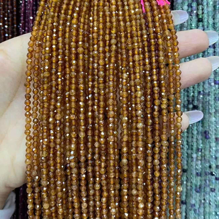 Orange Garnet Tiny Faceted Round Beads 2mm 3mm 4mm
