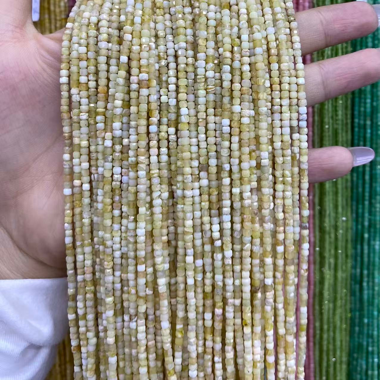 Tiny Square Faceted Beads 2-3mm Gemstone/Quartz/Jasper/Agate