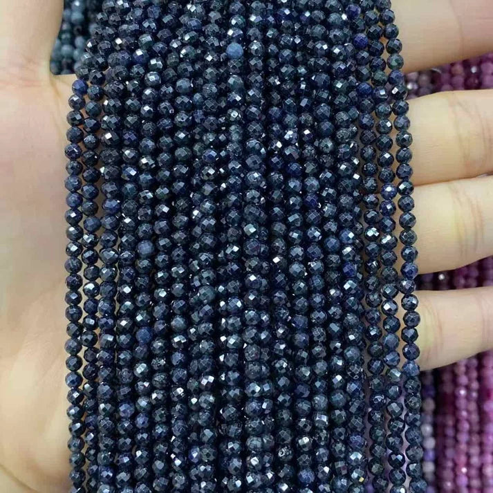 Sapphire Tiny Faceted Round Beads 2mm 3mm 4mm