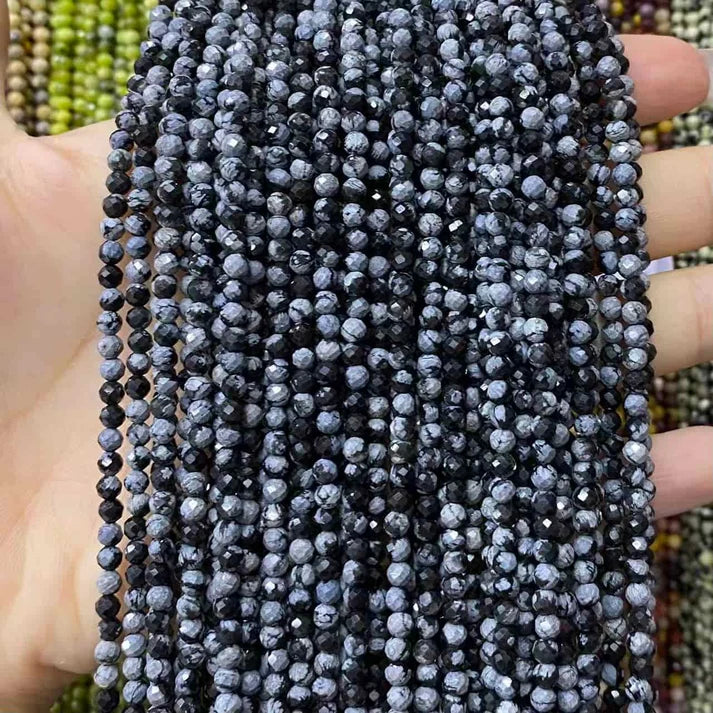 Snow Flake Jasper Tiny Faceted Round Beads 2mm 3mm 4mm