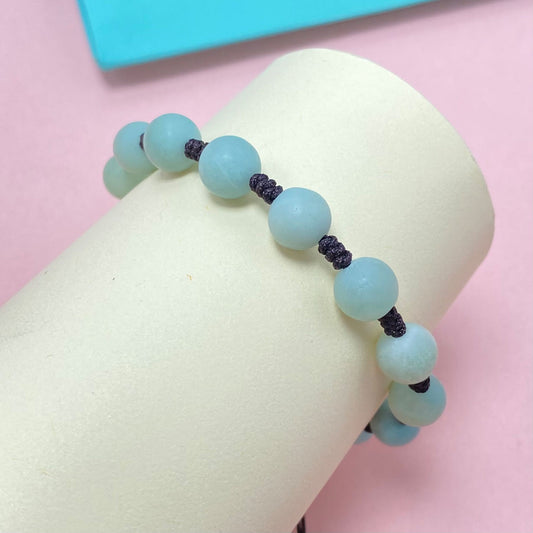 Natural Blue Amazonite to Improve Body and Health Briaded Rope Crystal Bracelet