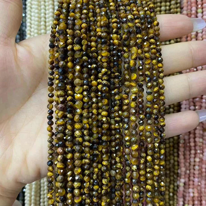 2mm 3mm 4mm Faceted Round Tigers Eye Beads