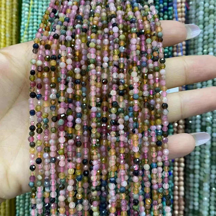 Tourmaline Tiny Faceted Round Beads 2mm 3mm 4mm