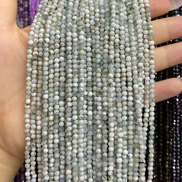Tree Agate Tiny Faceted Round Beads 2mm 3mm 4mm