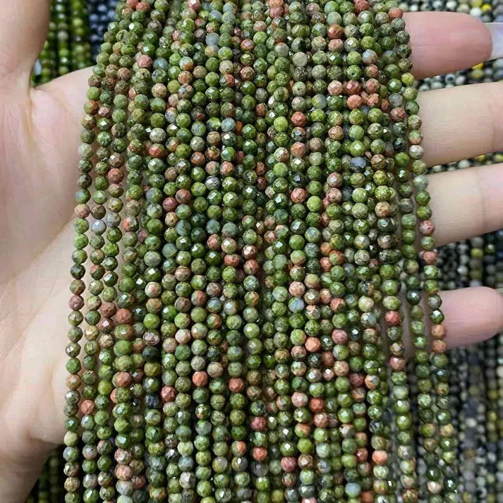 Unakite Tiny Faceted Round Beads 2mm 3mm 4mm