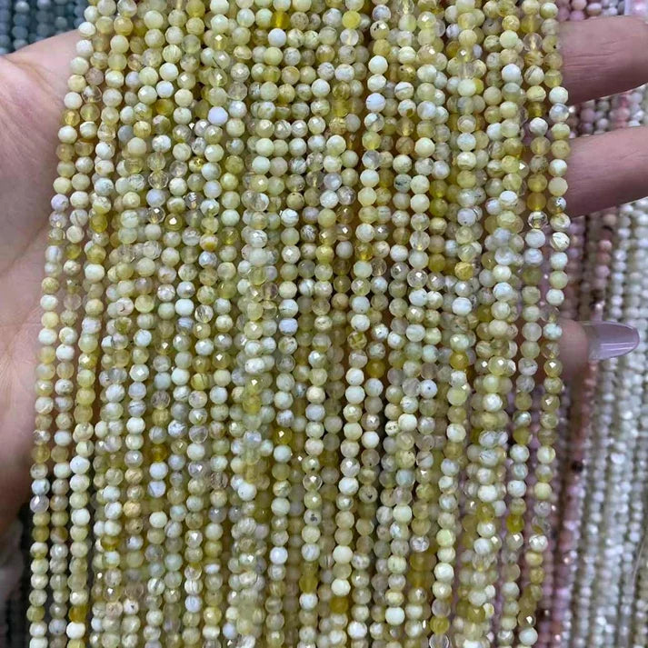 Yellow Opal Tiny Faceted Round Beads 2mm 3mm 4mm