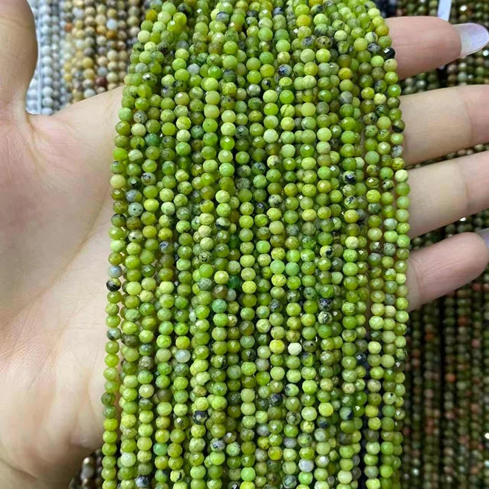 Yellow Turquoise Tiny Faceted Round Beads 2mm 3mm 4mm