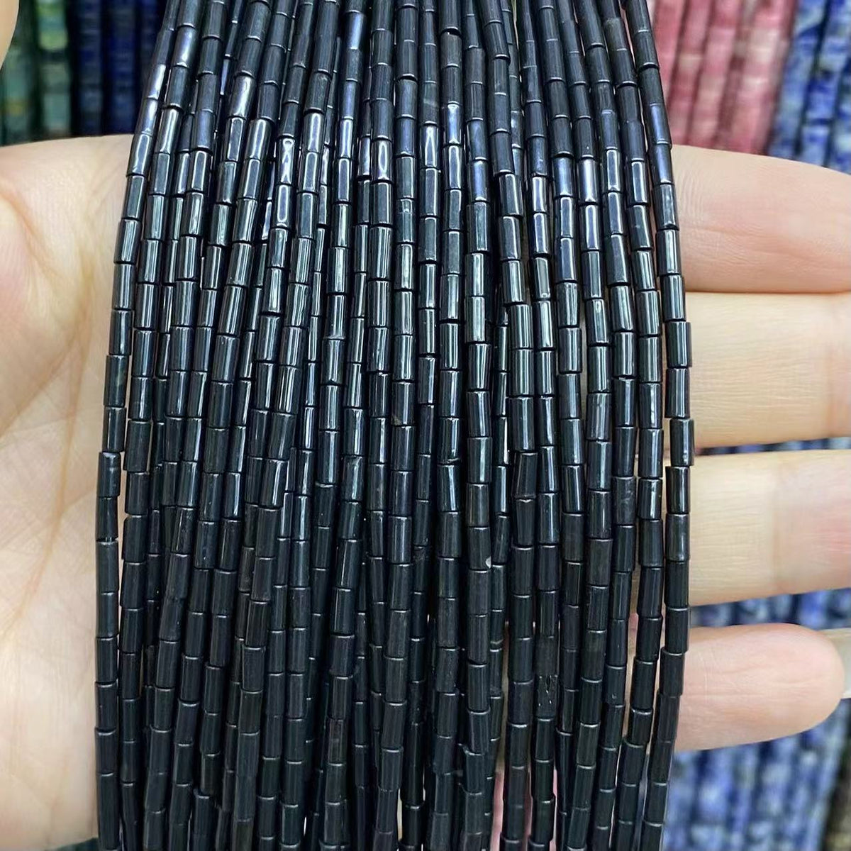 Tube Shape Black Onyx Beads