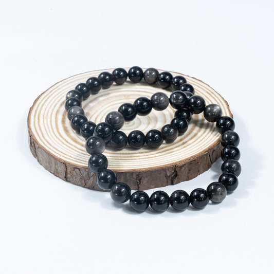 8mm/12mm Natural Silver Obsidian Bracelet Wholesale