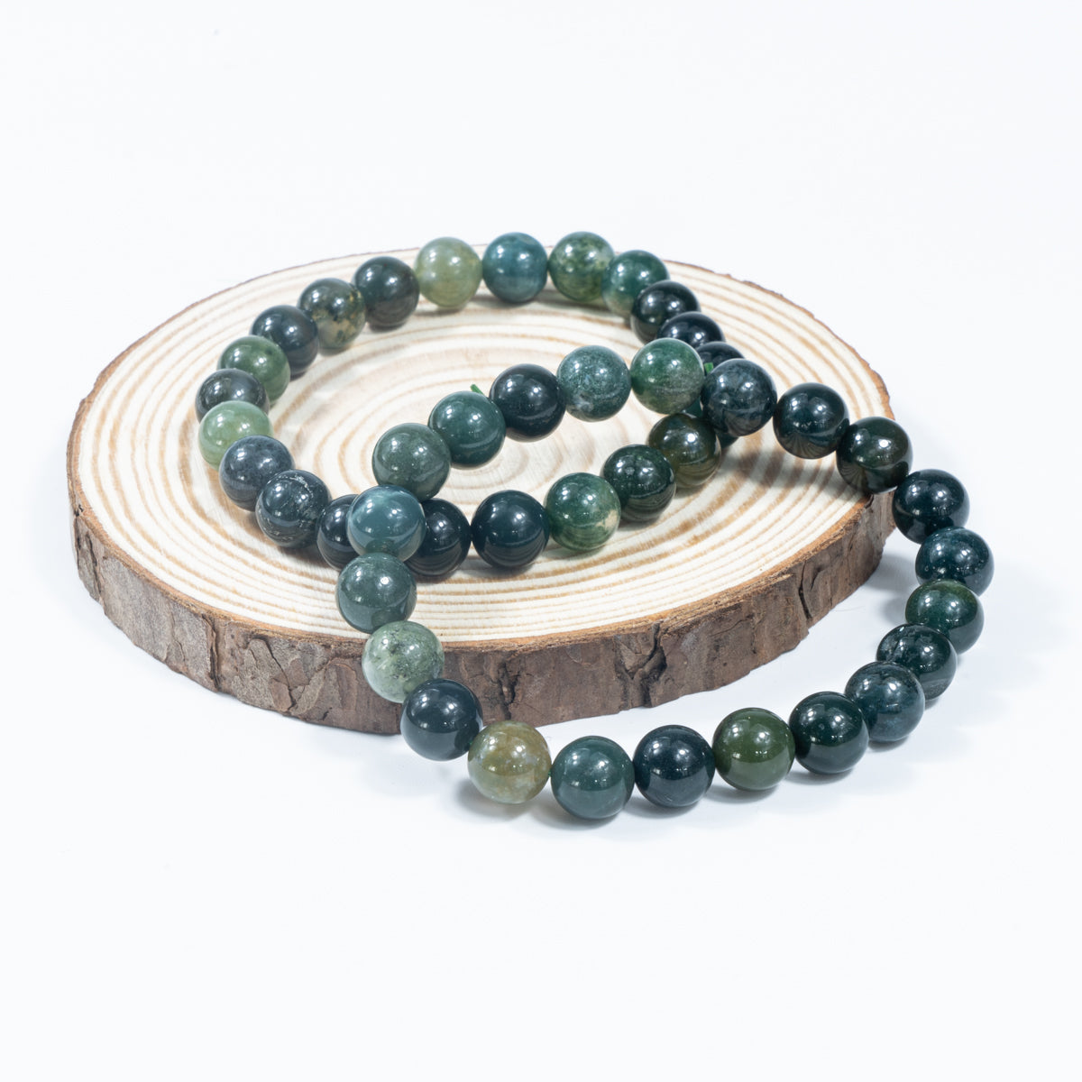 8mm/12mm Natural Moss Agate Bracelet Wholesale