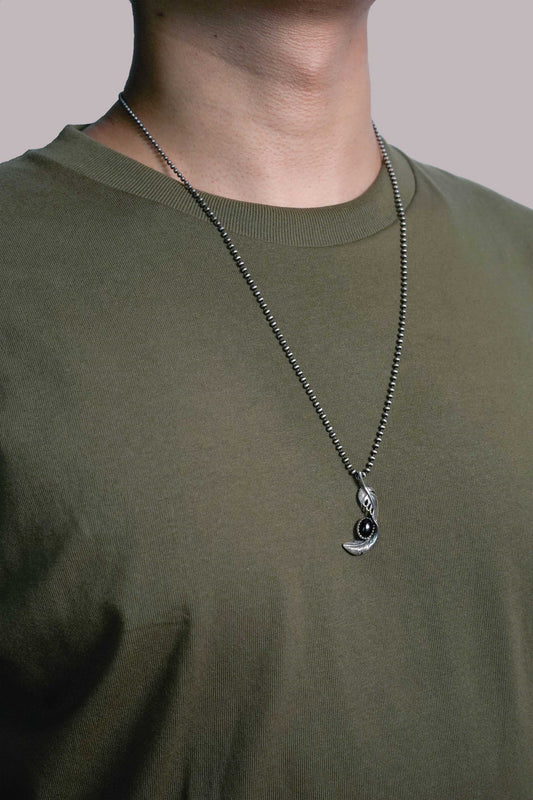 Right Retro 925 Silver Pendant with Black Onyx