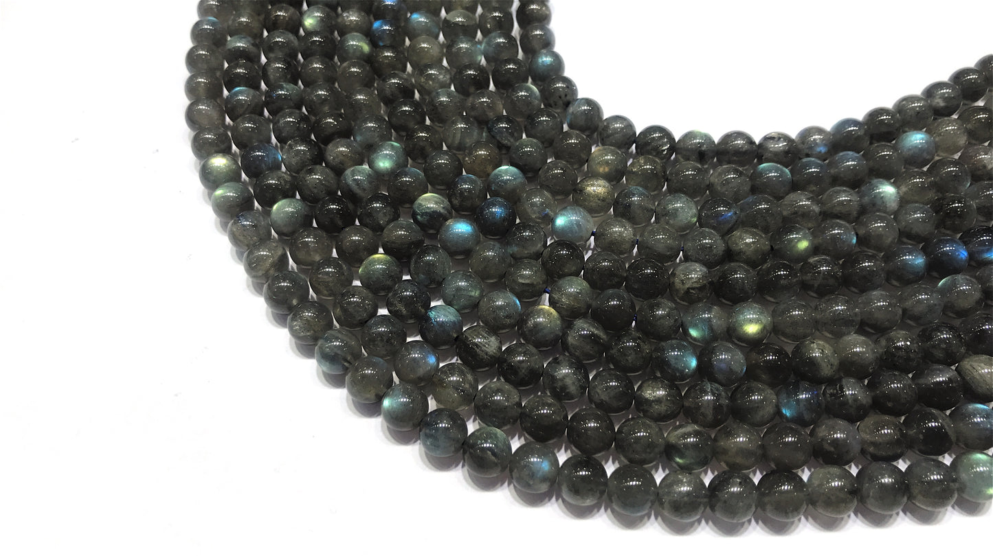 Black Labradorite Round Beads