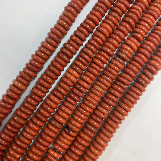 Rondelle Shape Red Creek Jasper Beads