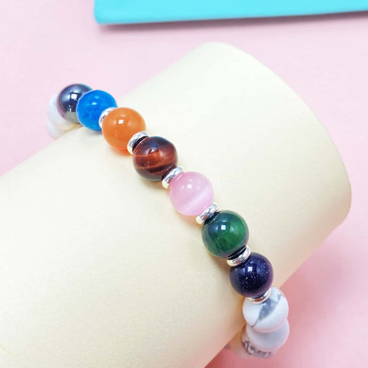 Natural Howlite Seven Chakra Crystal Bracelet