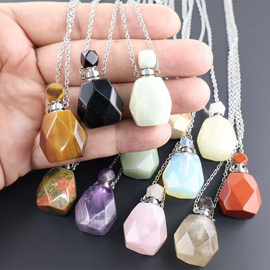 Healing Crystal Freefrom Shape Perfume Pendant Necklace