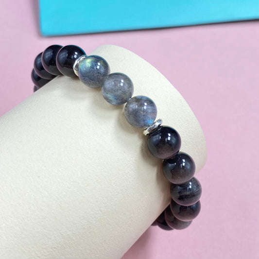 Labradorite Obsidian for Protection and Apotropaic Crystal Bracelet