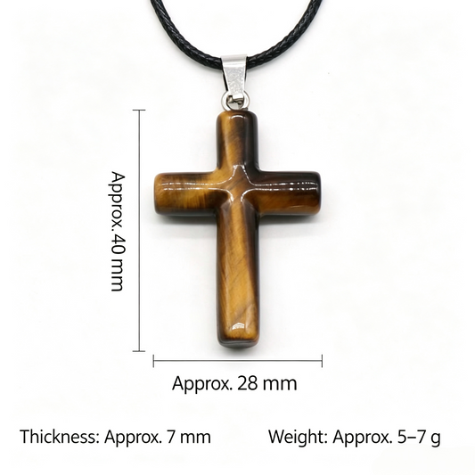 Healing Crystal Cross Shape Pendant Necklace