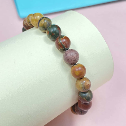 Picasso Jasper for Better Wealth & Career Braided Rope Crystal Bracelet
