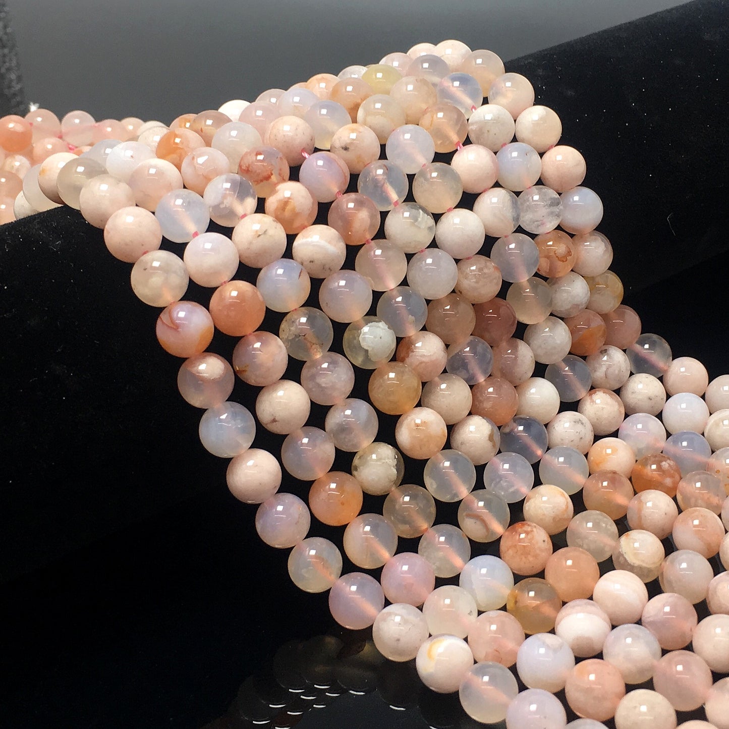 Higher Quality Cherry Blossom Agate Round Beads