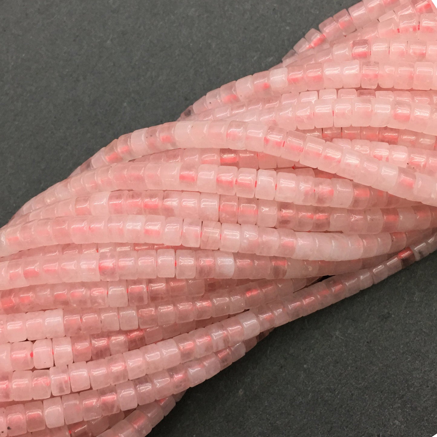 Natural Rose Quartz HeiShi Shape Beads Tube 2X4MM