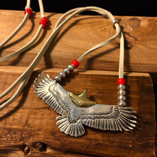 Japan Takahashi Goro Silver Eagle Leather Necklace Eagle 30x70mm Retro Sterling 925 Silver Hip Hop style Necklace Fashion Pendent 44mm