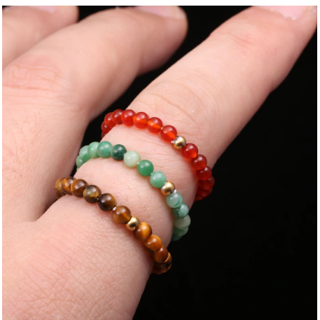 3mm Multi Round Bead Ring Elastic Rings Stackable