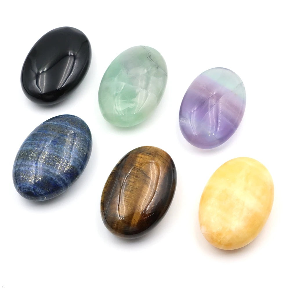 Oval Palm Stone, Polished Oval Gemstone Pocket Palm Stone Gift