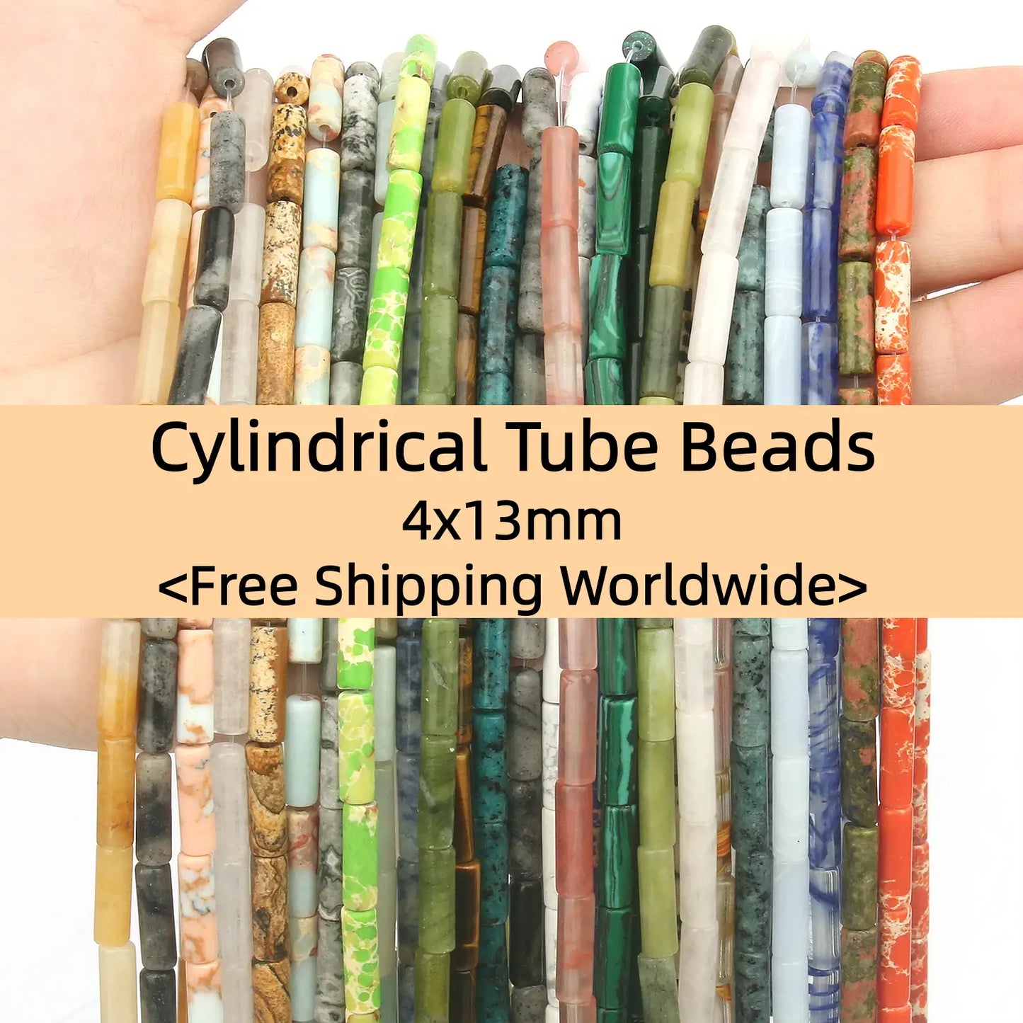 Cylindrical Tube Beads 4x13mm Quartz/Jasper/Agate/Crystal