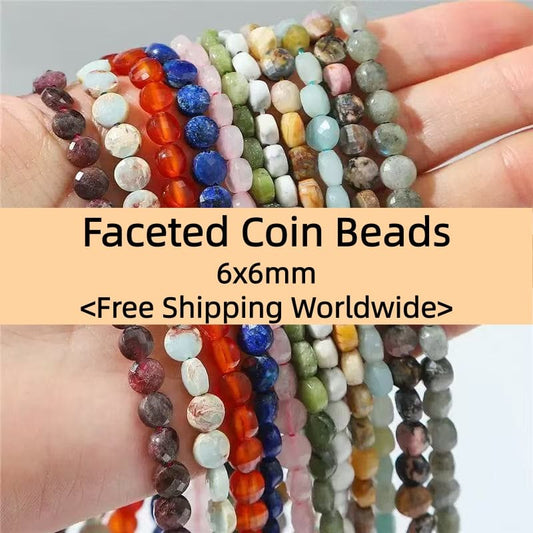 Faceted Cion Beads 6x6mm Quartz/Jasper/Agate/Crystal