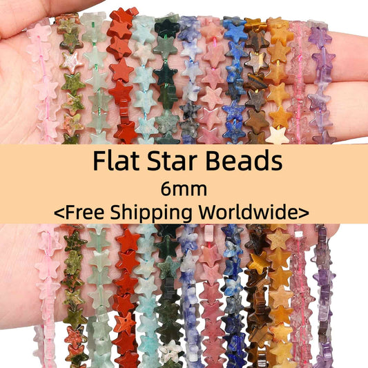 Flat Star Beads 6mm Quartz/Jasper/Agate/Crystal