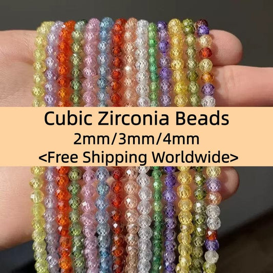 Cubic Zirconia Beads CZ Round Faceted Beads 2mm 3mm 4mm