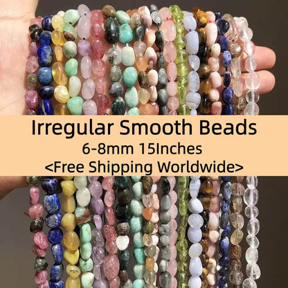 Irregular Smooth Beads 6-8mm Gemstone/Quartz/Jasper/Agate