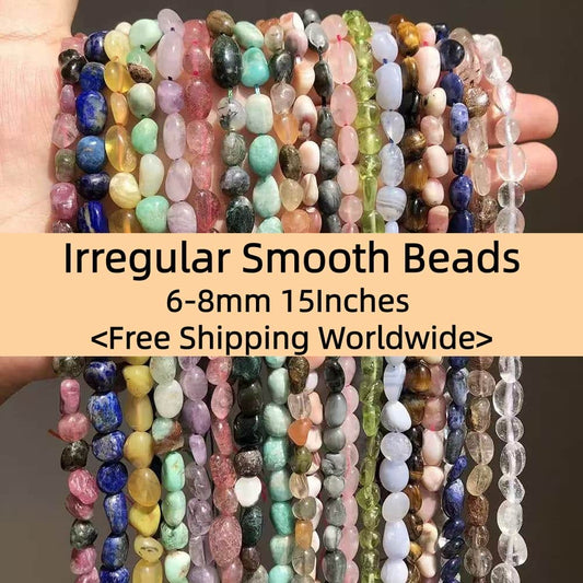 Irregular Smooth Beads 6-8mm Gemstone/Quartz/Jasper/Agate