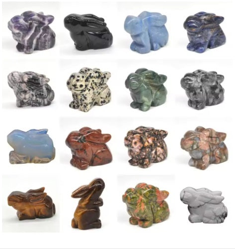 Rabbit Statue Hand Carved Animal Figurine