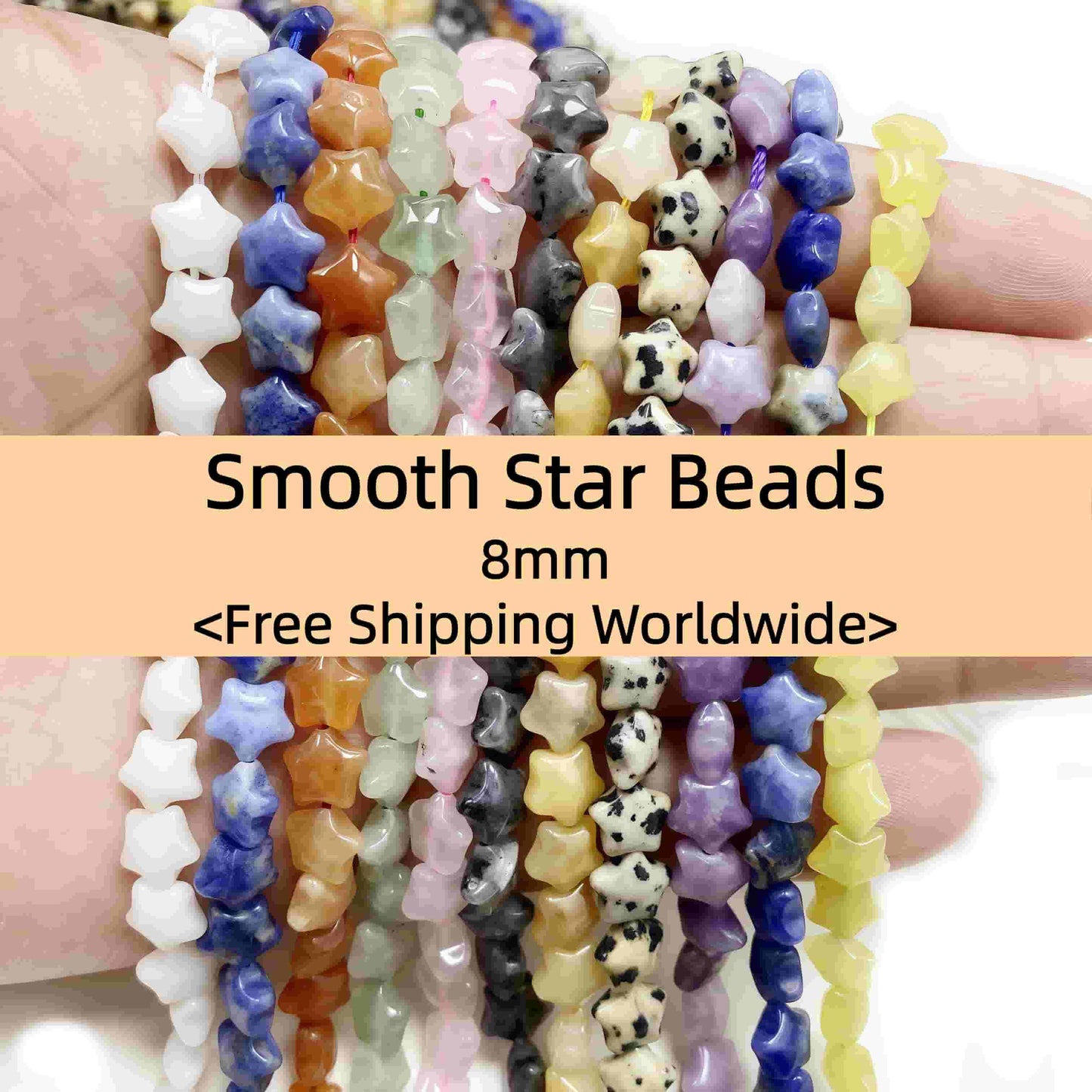 Smooth Star Beads 8mm Quartz/Jasper/Agate/Crystal