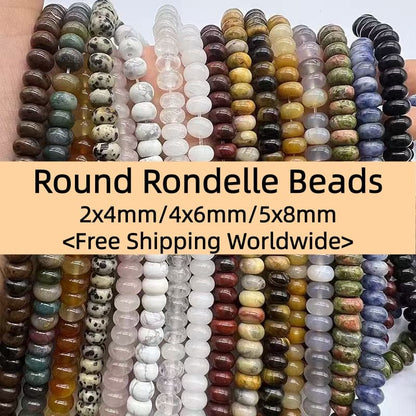 Round Rondelle Beads 2x4mm 4x6mm 5x8mm Quartz/Jasper/Agate