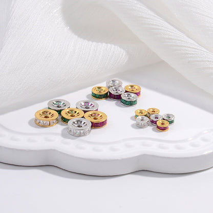 1PCS Brass Zircon Wheel Spacer Beads