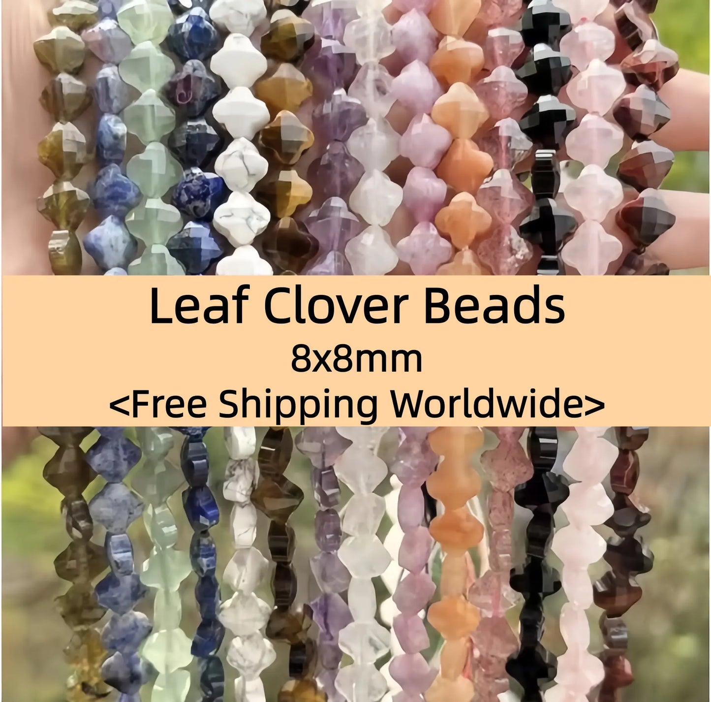 Leaf Clover Beads 8mm Quartz/Jasper/Agate/Crystal